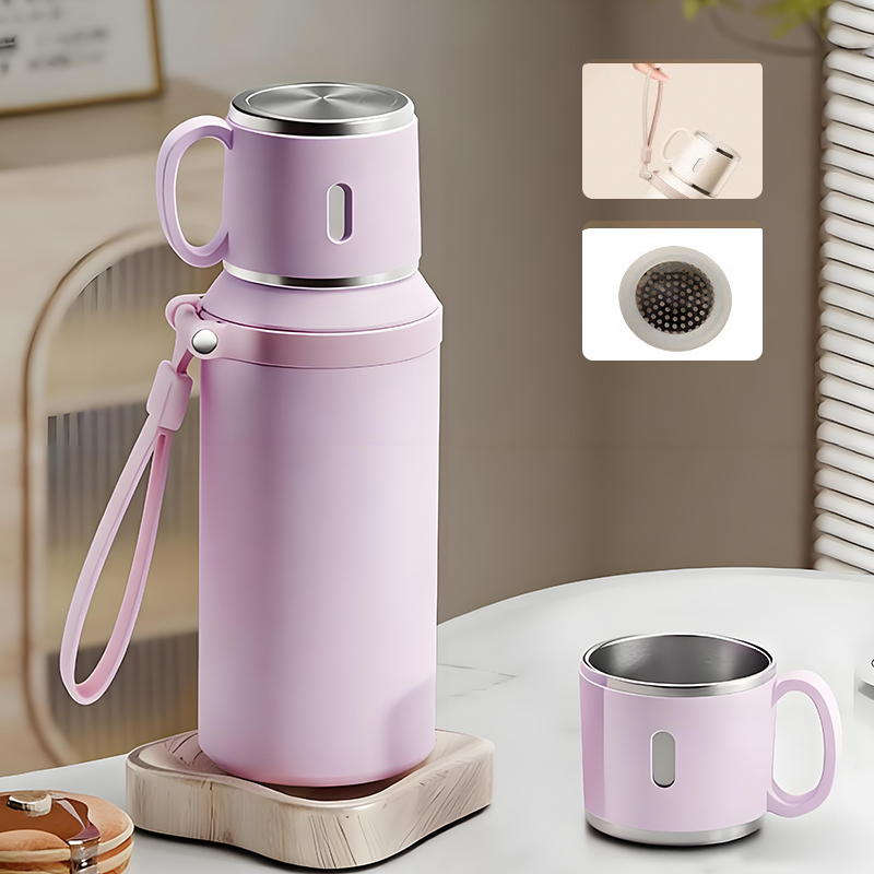 ☕🌟 Botella de Acero Inoxidable con Aislamiento al Vacío y Taza con Tapa – Mantén tus Bebidas a la Temperatura Ideal por Más Tiempo 🧊🔥