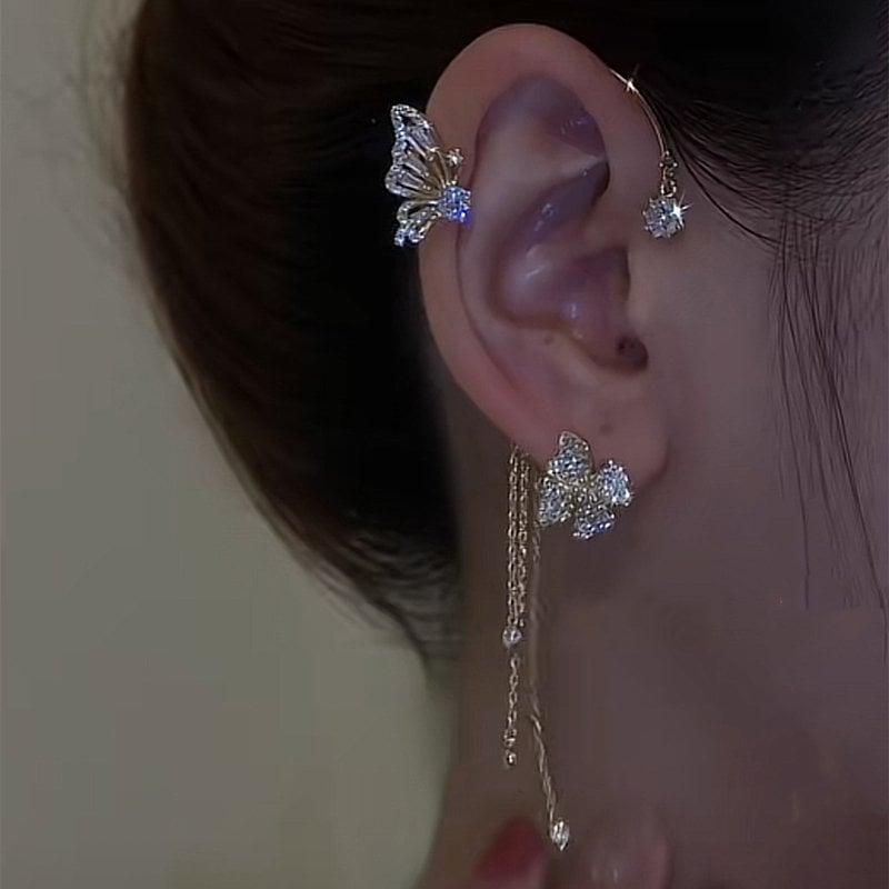 Pendientes con borlas de flores de mariposa