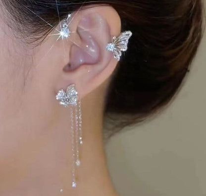 Pendientes con borlas de flores de mariposa