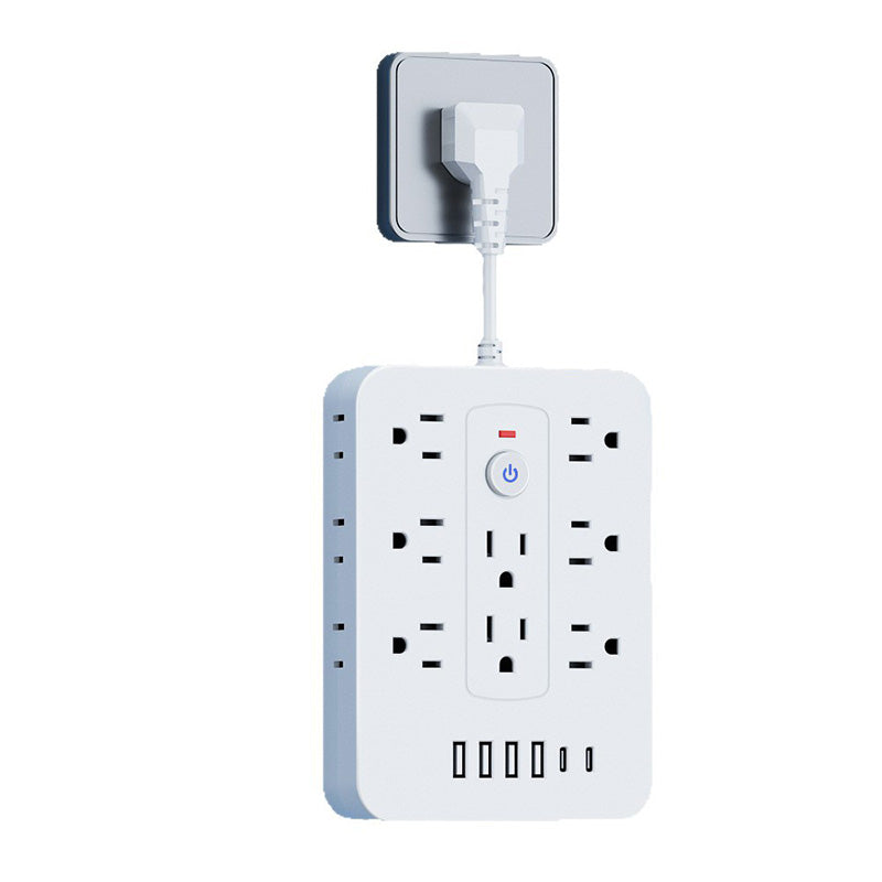 🚀¡Espacio y Seguridad! ⚡ Regleta 20 en 1: 14 CA+4 USB+2 Type-C – ¡Alimenta Todo! 🛡️