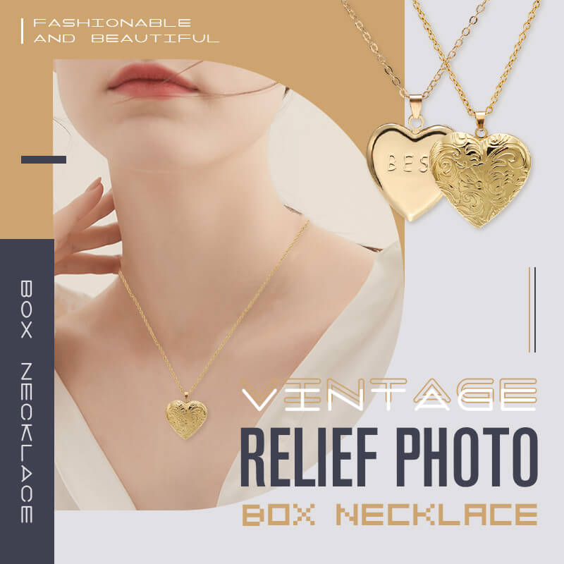 Collar Guardapelo Vintage con Relieve para Foto