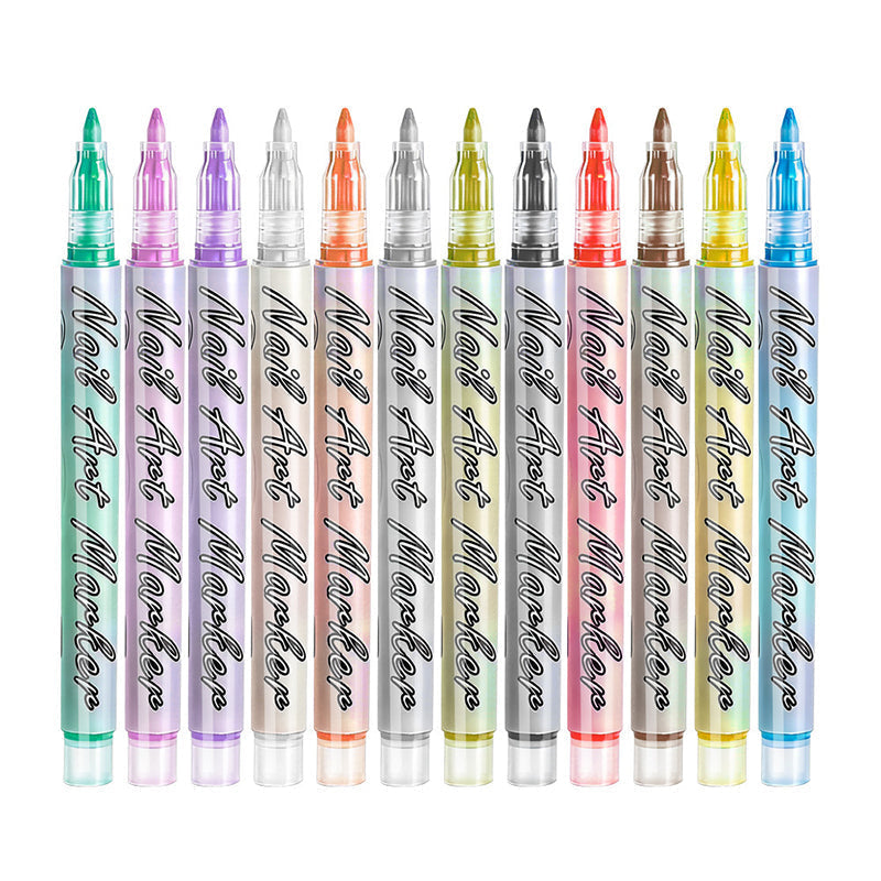 Set de 12 Plumones para Uñas Acrílicas - Punta Fina para Diseños Fáciles en Casa