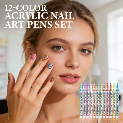 Set de 12 Plumones para Uñas Acrílicas - Punta Fina para Diseños Fáciles en Casa