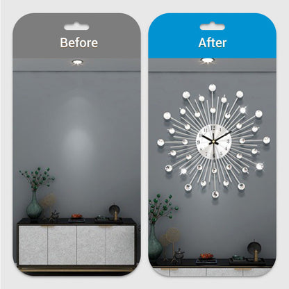 ✨🕰️ Reloj de Pared Creativo con Cristales de Roca 💎 – Lujo Silencioso y Estilo Minimalista para tu Salón, Comedor y Entrada 🏡🌟