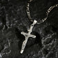 🔥 Collar con colgante de crucifijo tono dorado – Diseño detallado INRI, cadena Figaro ajustable y joya religiosa para el día a día ✝️✨