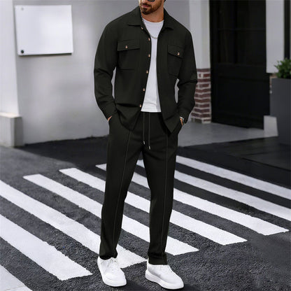 🔥 Conjunto de chaqueta y pantalones para hombre tipo waffle – Tejido transpirable tipo waffle, corte relajado y estilo casual sin esfuerzo 👕👖
