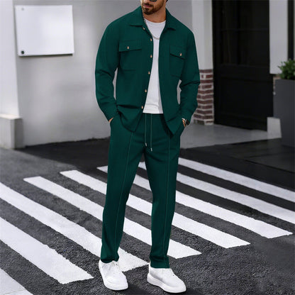 🔥 Conjunto de chaqueta y pantalones para hombre tipo waffle – Tejido transpirable tipo waffle, corte relajado y estilo casual sin esfuerzo 👕👖