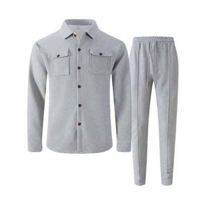 🔥 Conjunto de chaqueta y pantalones para hombre tipo waffle – Tejido transpirable tipo waffle, corte relajado y estilo casual sin esfuerzo 👕👖