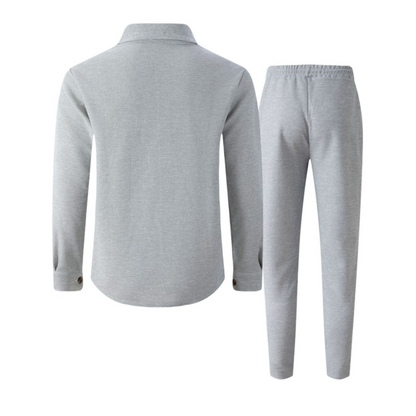 🔥 Conjunto de chaqueta y pantalones para hombre tipo waffle – Tejido transpirable tipo waffle, corte relajado y estilo casual sin esfuerzo 👕👖