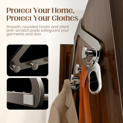 Drill-Free Over-the-Door 6-Hook Rack