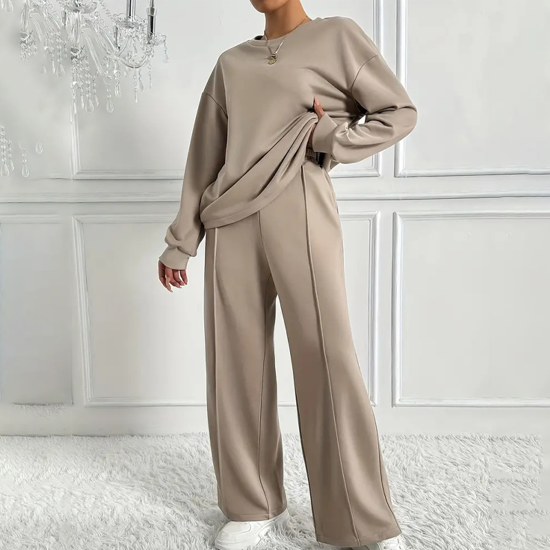 Conjunto de camiseta de manga larga y pantalones cómodos para mujer