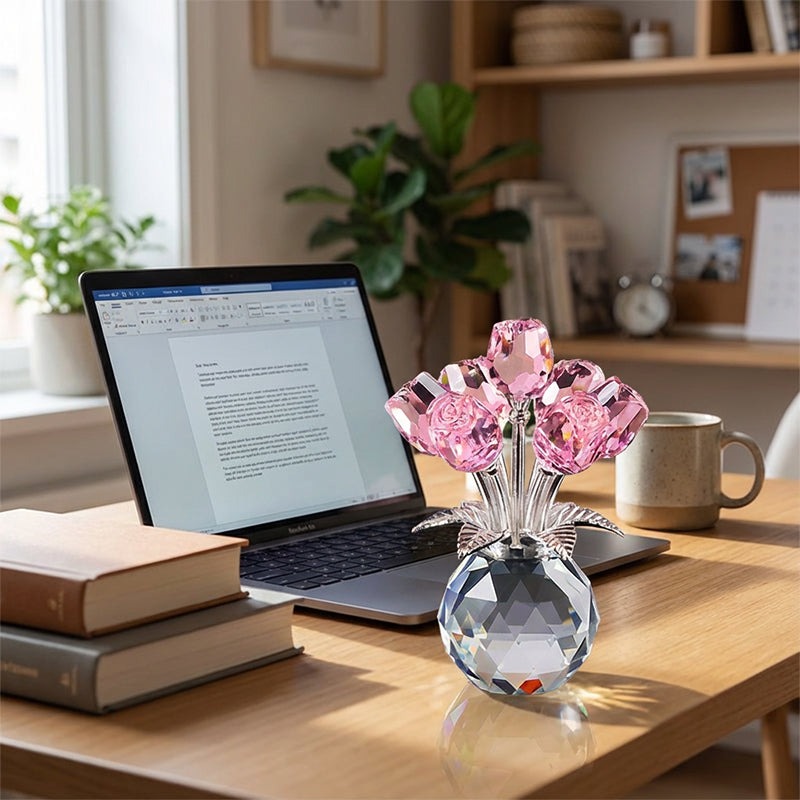 🌹✨ Figura Eterna de Pétalos de Rosa de Cristal en Jarrón – Símbolo Atemporal del Amor y Elegante Decoración de Lujo para el Hogar 💎🏡 - Compra 2 Envío Gratis