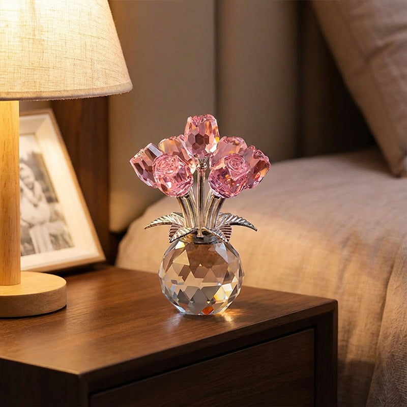 🌹✨ Figura Eterna de Pétalos de Rosa de Cristal en Jarrón – Símbolo Atemporal del Amor y Elegante Decoración de Lujo para el Hogar 💎🏡 - Compra 2 Envío Gratis