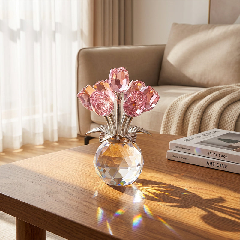 🌹✨ Figura Eterna de Pétalos de Rosa de Cristal en Jarrón – Símbolo Atemporal del Amor y Elegante Decoración de Lujo para el Hogar 💎🏡 - Compra 2 Envío Gratis