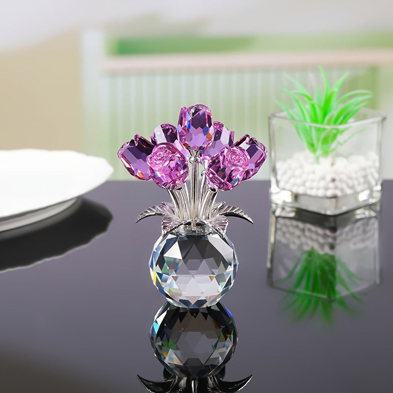 🌹✨ Figura Eterna de Pétalos de Rosa de Cristal en Jarrón – Símbolo Atemporal del Amor y Elegante Decoración de Lujo para el Hogar 💎🏡 - Compra 2 Envío Gratis