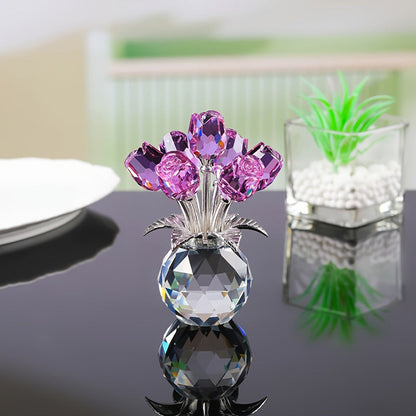 🌹✨ Figura Eterna de Pétalos de Rosa de Cristal en Jarrón – Símbolo Atemporal del Amor y Elegante Decoración de Lujo para el Hogar 💎🏡 - Compra 2 Envío Gratis