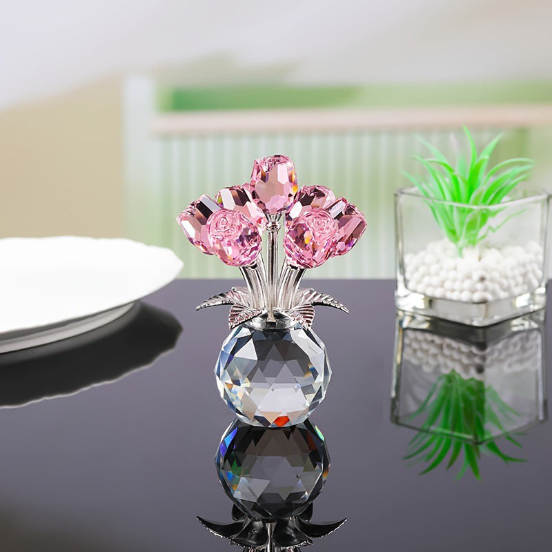 🌹✨ Figura Eterna de Pétalos de Rosa de Cristal en Jarrón – Símbolo Atemporal del Amor y Elegante Decoración de Lujo para el Hogar 💎🏡 - Compra 2 Envío Gratis