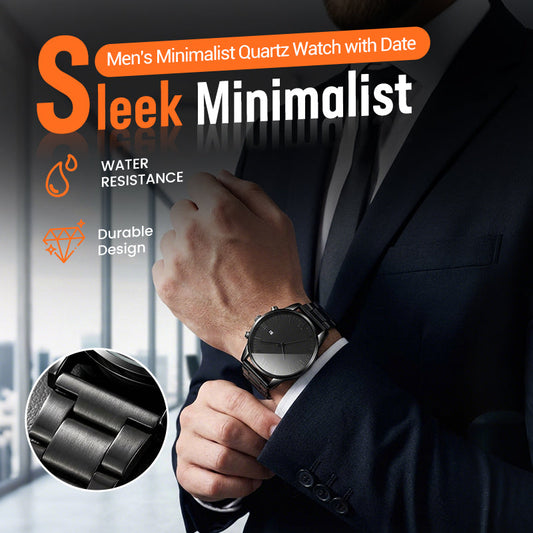 🎉💰 ¡60% DE DESCUENTO! ⚡ Reloj Minimalista de Cuarzo para Hombre con Fecha – Acero Inoxidable Todo Negro, Esfera con Números Romanos y Precisión de Tiempo ⌚🖤