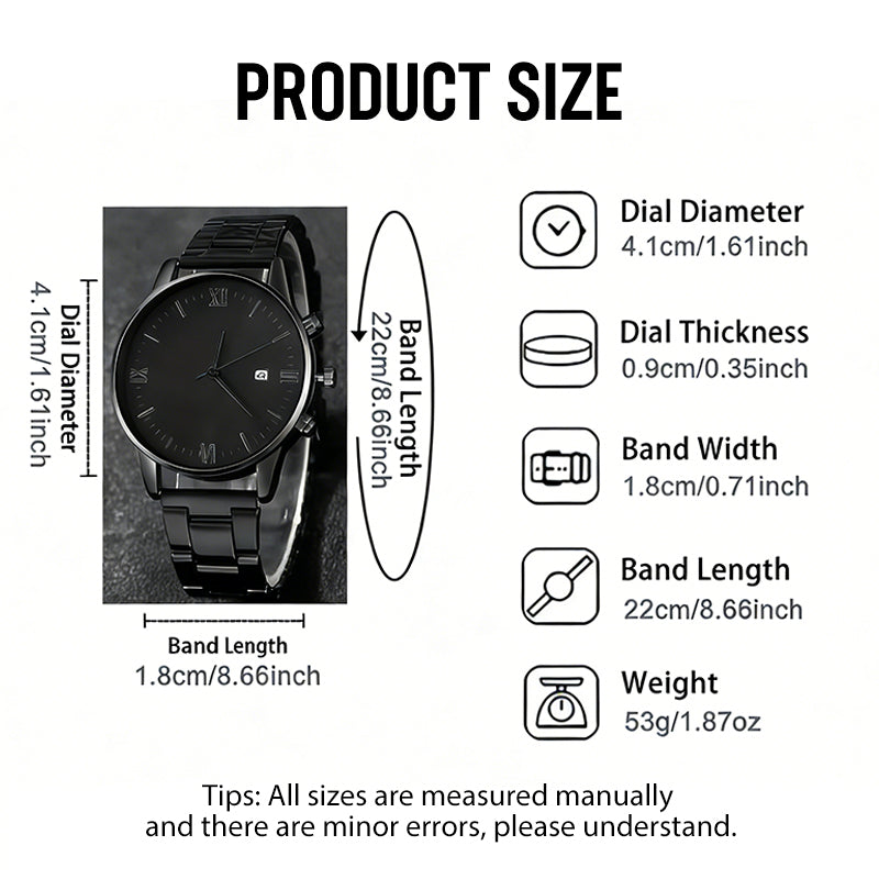 🎉💰 ¡60% DE DESCUENTO! ⚡ Reloj Minimalista de Cuarzo para Hombre con Fecha – Acero Inoxidable Todo Negro, Esfera con Números Romanos y Precisión de Tiempo ⌚🖤