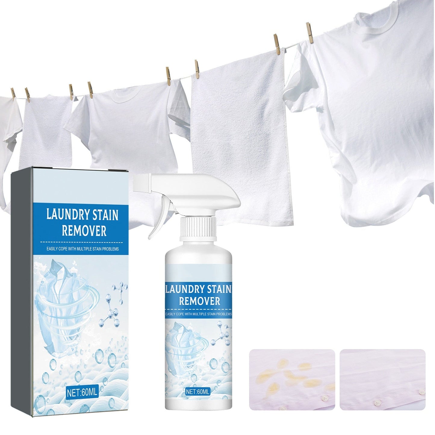 🧼 Quitamanchas para Ropa – Elimina Grasa, Amarilleo y Manchas Difíciles, Suave con Telas, Fácil de Usar, 60ml