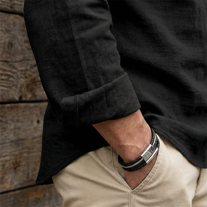 🔥Oferta Limitada🔥 Camisa Hombre Mezcla Algodón – Cuello Mao con Cordón, Transpirable, Puños Abotonados, Estilo Hippie Playa