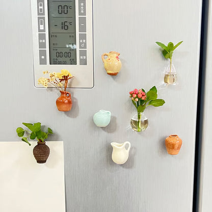 Mini Jarrón de Cerámica como Imán de Refrigerador