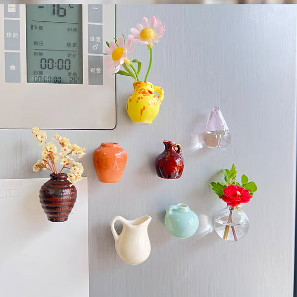 Mini Jarrón de Cerámica como Imán de Refrigerador