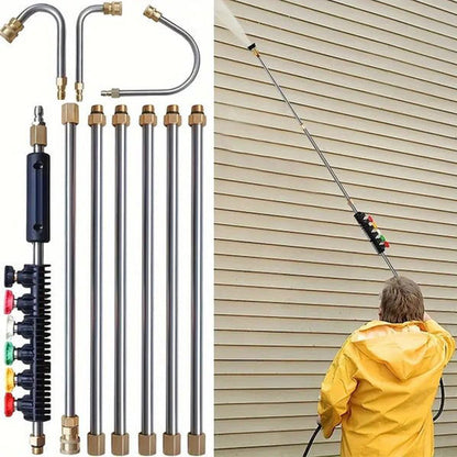 💦 Juego de Varillas Extensibles para Limpieza de Alta Presión – Acero Inoxidable, Latón, 4000 PSI, Conexión Rápida 1/4", Varilla en U, 6 Boquillas, Limpieza de Canaletas