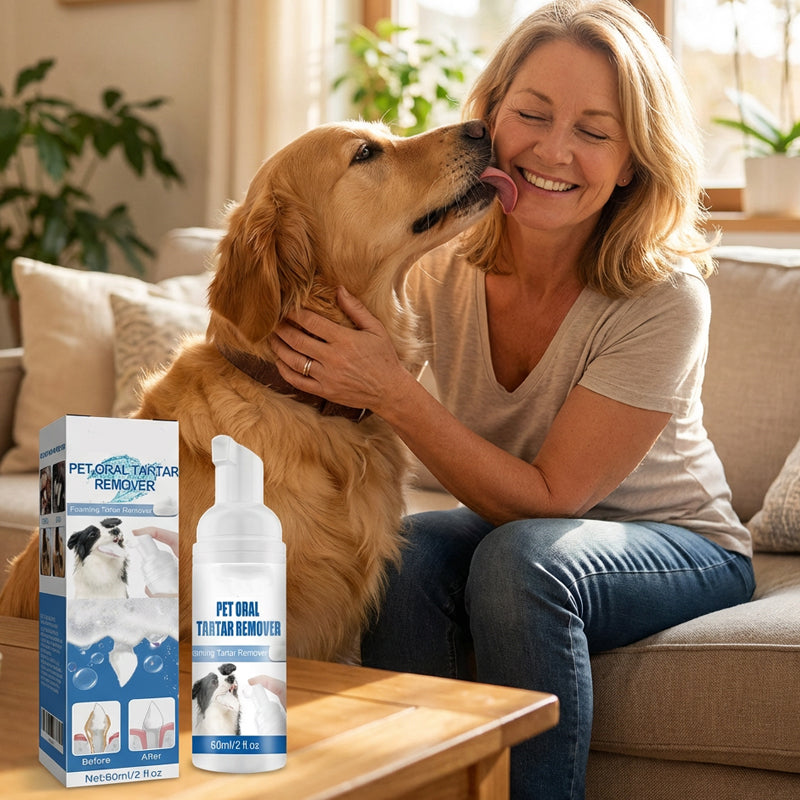 Espuma Limpiadora Dental para Mascotas - Removedor de Sarro y Mal Aliento
