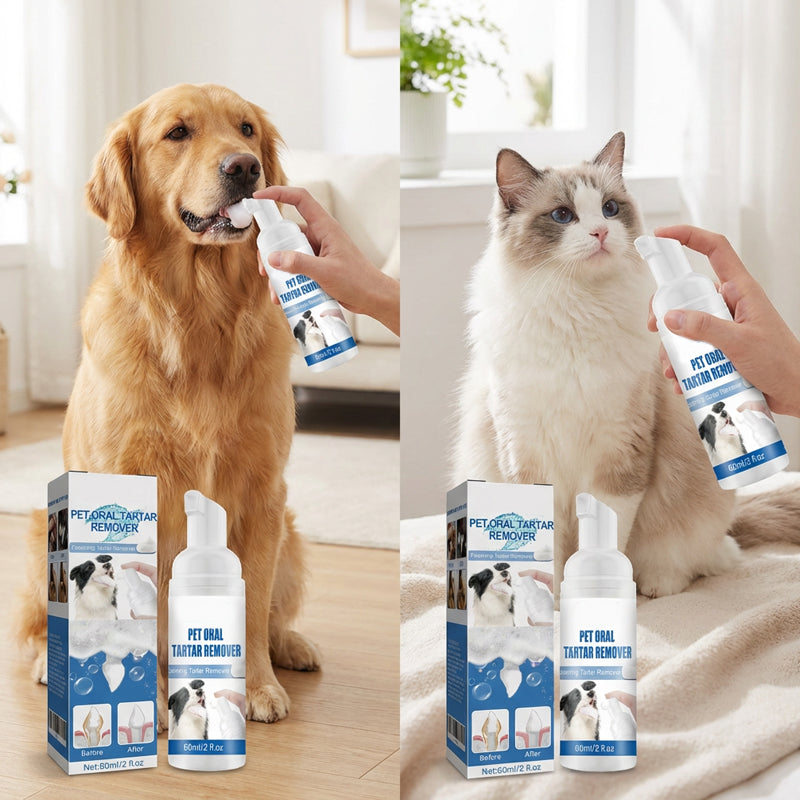 Espuma Limpiadora Dental para Mascotas - Removedor de Sarro y Mal Aliento