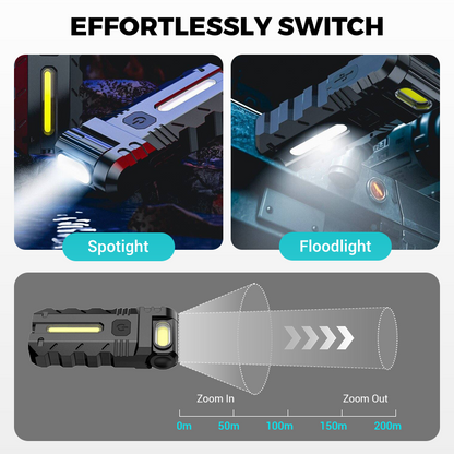 LED work light with 180° rotating head