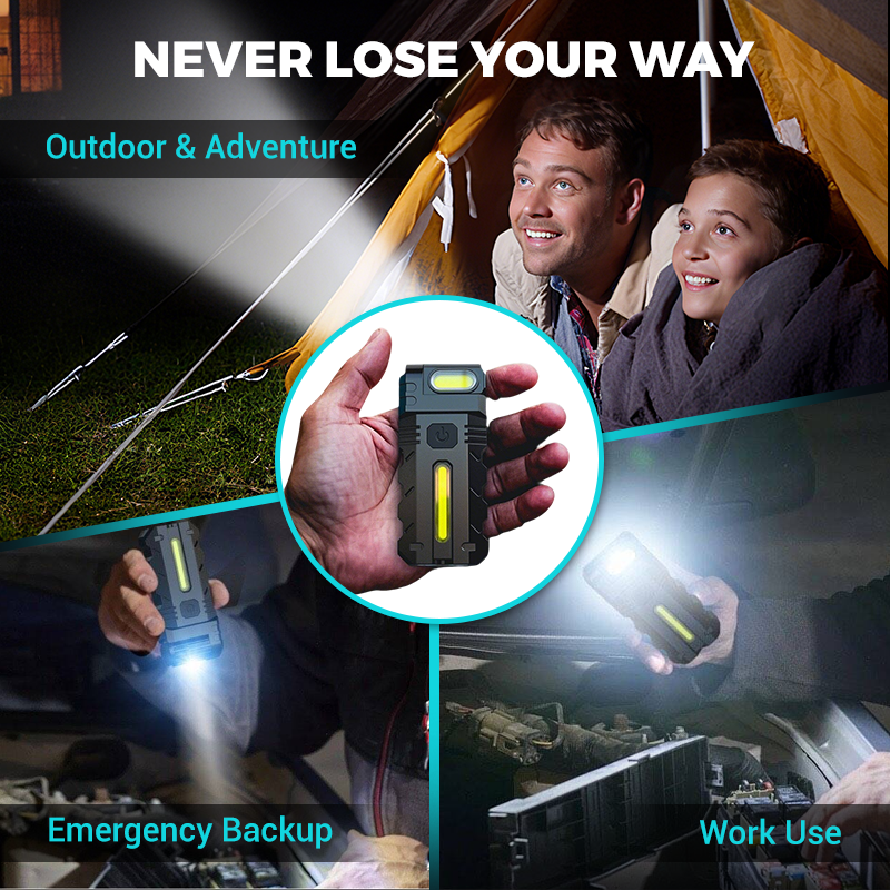 LED work light with 180° rotating head