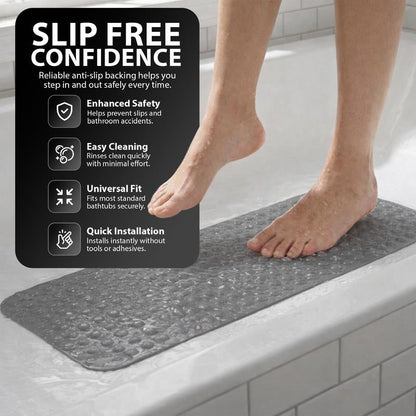 Alfombrilla de baño ZENO 100 x 40 cm | Antideslizante y antimohos | 200 ventosas con orificios de drenaje | Goma grande | Lavable a máquina y durader