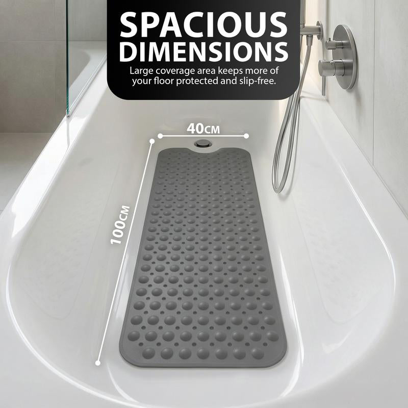Alfombrilla de baño ZENO 100 x 40 cm | Antideslizante y antimohos | 200 ventosas con orificios de drenaje | Goma grande | Lavable a máquina y durader