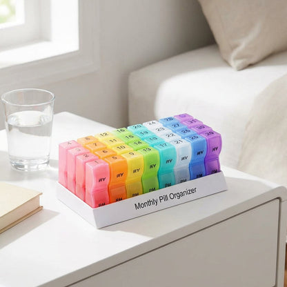 💊 Organizador Portátil de Pastillas para 31 Días – Práctico y Compacto para tu Rutina Diaria ✨🗓️