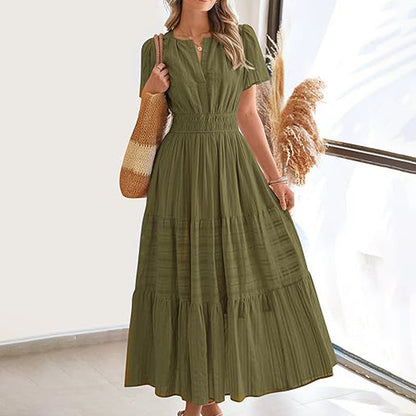 Vestido largo de cintura smock Bohemi chic para mujer