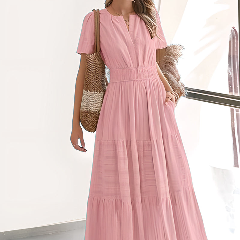 Vestido largo de cintura smock Bohemi chic para mujer