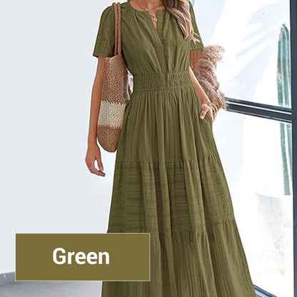 Vestido largo de cintura smock Bohemi chic para mujer