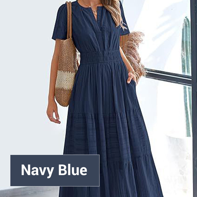 Vestido largo de cintura smock Bohemi chic para mujer
