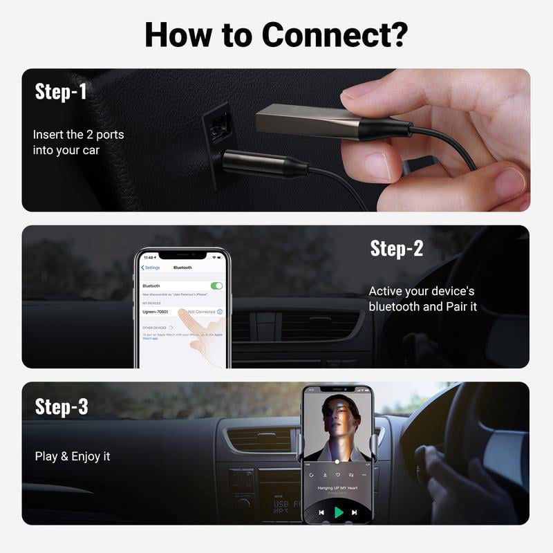 Receptor de audio Bluetooth 5.0 Cable USB Adaptador de audio