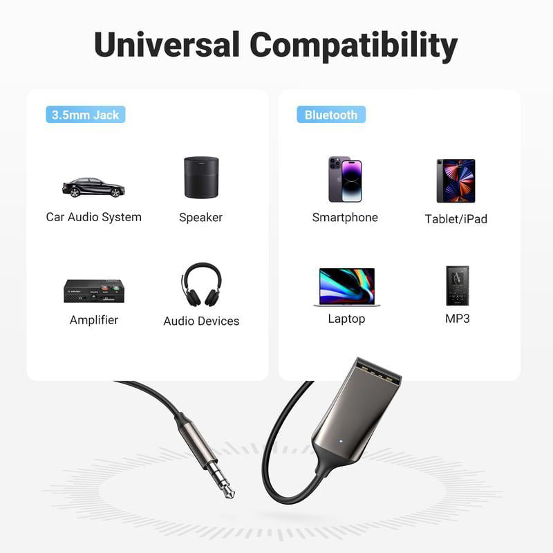 Receptor de audio Bluetooth 5.0 Cable USB Adaptador de audio