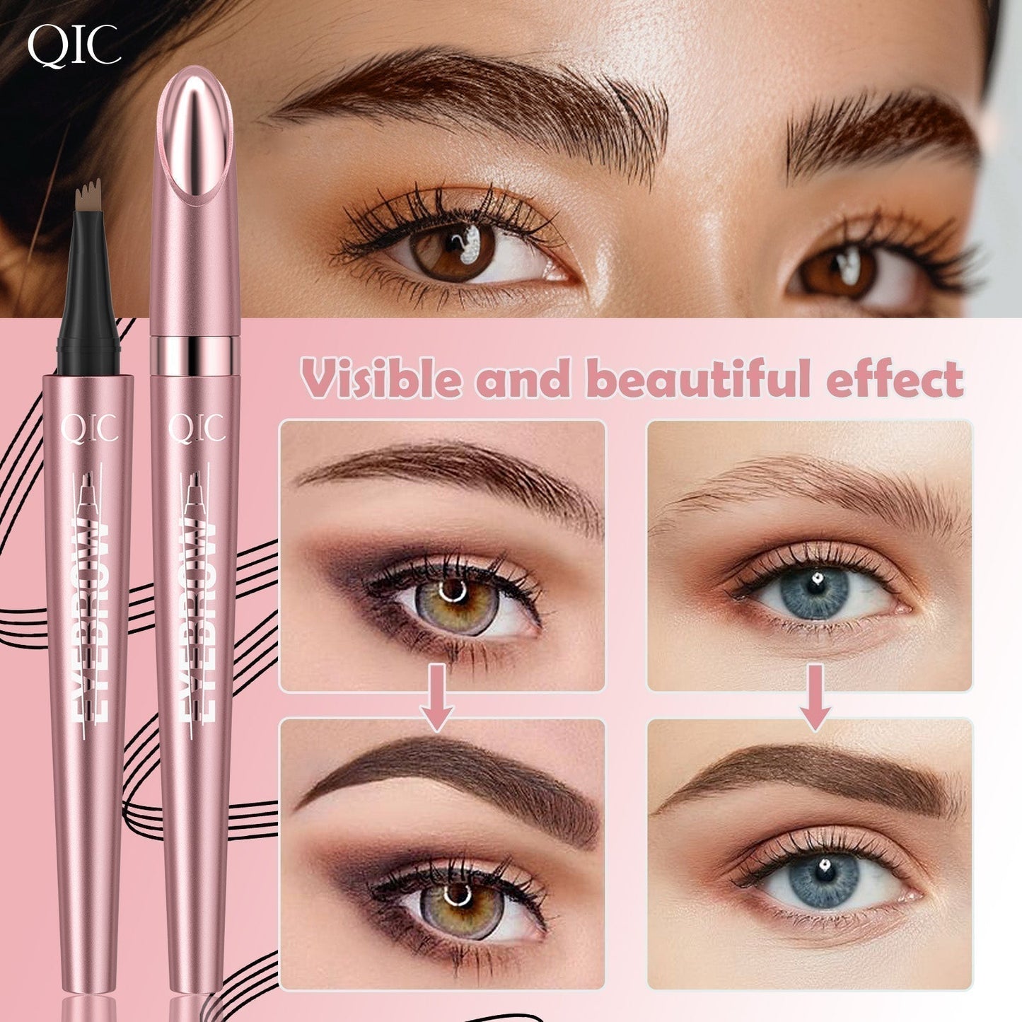 ✏️ ¡COMPRA 1 Y LLÉVATE 1 GRATIS! ✨ Lápiz de cejas 3D Microblading: punta de 4 púas, resistente al agua y efecto pelo natural 🖌️