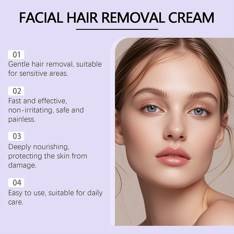 Crema para Eliminar el Vello Facial Suave y Sin Dolor