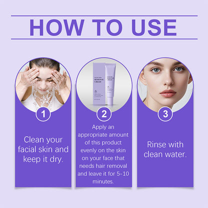 Crema para Eliminar el Vello Facial Suave y Sin Dolor