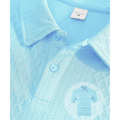 Conjunto de dos piezas para hombre con rombos: camisa manga corta con cuello y short cordón ajustable