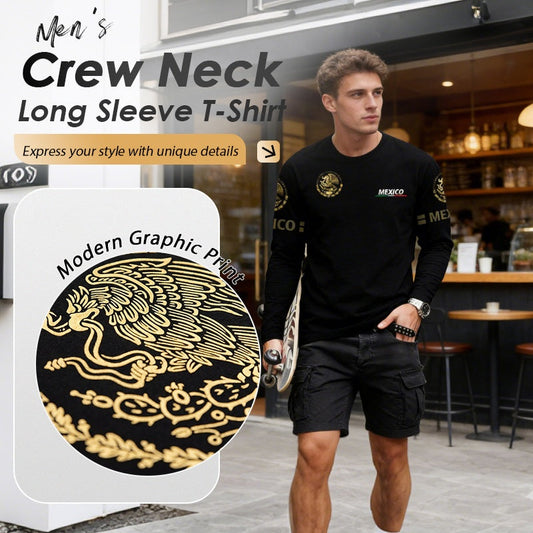 👕 Camiseta de Manga Larga para Hombre – Cuello Redondo, Estilo Casual y Cómodo ✨💪