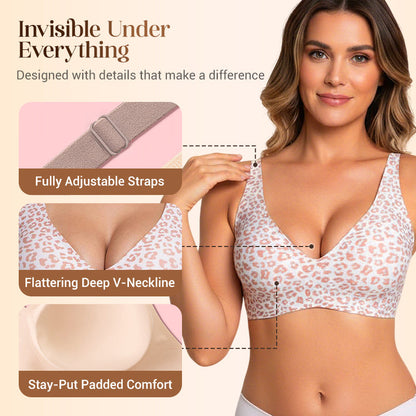 💕 Jelly Wireless Sujetadores inalámbricos cómodos para mujer Sujetador push up Sujetadores sin costuras para camisetas Sujetadores con escote en V profundo Sujetadores para el día a día