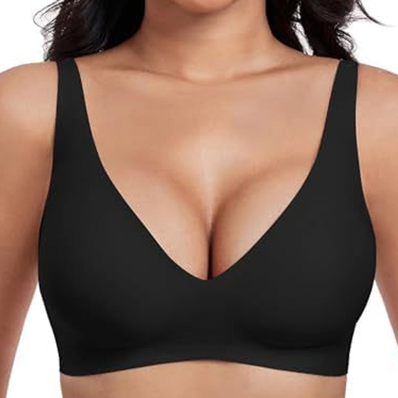 💕 Jelly Wireless Sujetadores inalámbricos cómodos para mujer Sujetador push up Sujetadores sin costuras para camisetas Sujetadores con escote en V profundo Sujetadores para el día a día