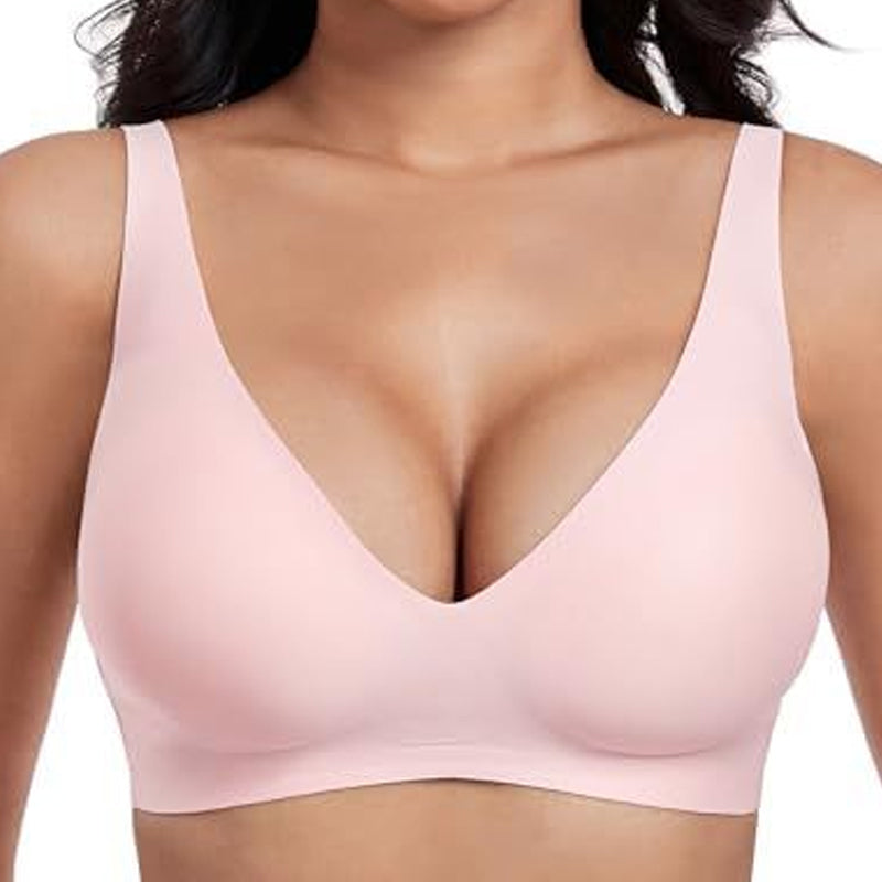 💕 Jelly Wireless Sujetadores inalámbricos cómodos para mujer Sujetador push up Sujetadores sin costuras para camisetas Sujetadores con escote en V profundo Sujetadores para el día a día