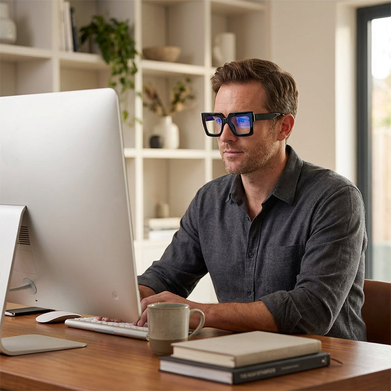 Lentes Grandes Cuadrados con Filtro de Luz Azul para Computadora